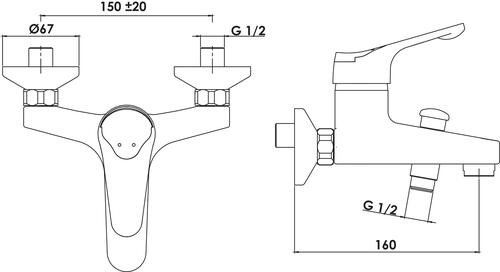 Robinet mitigeur bain-douche mural, finition chromée - Access, Rolf